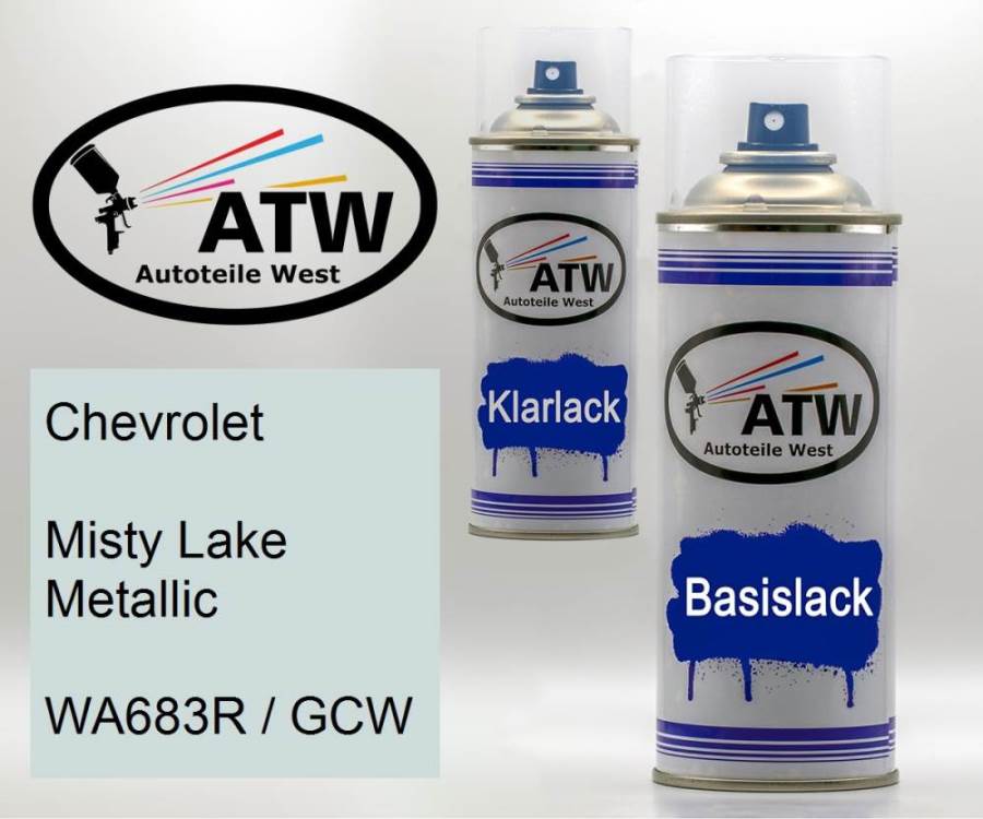 Chevrolet, Misty Lake Metallic, WA683R / GCW: 400ml Sprühdose + 400ml Klarlack - Set, von ATW Autoteile West.